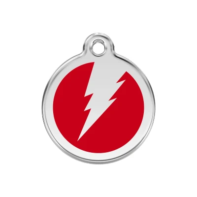 Afbeelding van Flash Red roestvrijstalen hondenpenning medium/gemiddeld dia. 3 cm RedDingo