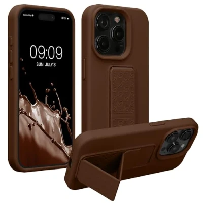 Afbeelding van kwmobile back cover voor smartphone geschikt iPhone 15 Pro 1x beschermhoesje van kunststof In chocoladebruin