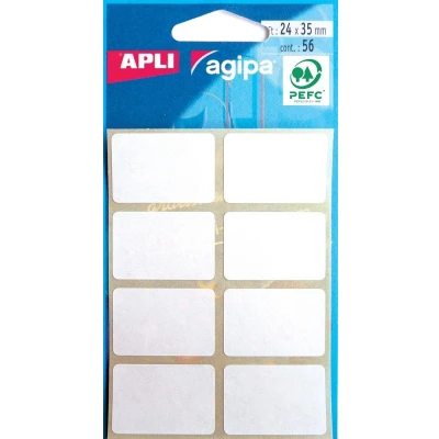 Afbeelding van Agipa Witte Etiketten In Etui Ft 24 X 35 Mm (b H), 56 Stuks, 8 Per Blad Etiket