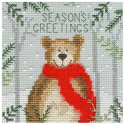 Afbeelding van Borduurpakket kerstkaart Xmas Bear Bothy Threads