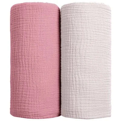 Image de lulumoon bébé Couvertures d&#039;Emmaillotage Couverture d&#039;emmaillotement en Coton de réception Douce pour Neutre 2Pack (Rose)