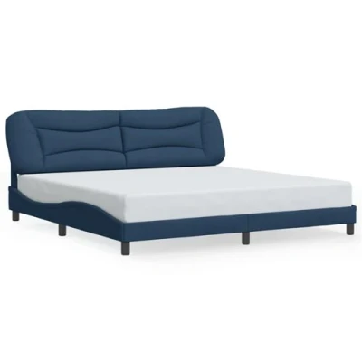 Afbeelding van vidaXL Cadre de Lit avec Lumières LED, Double Coussin Tête Lit, Adulte, Meuble Chambre, Moderne, Bleu 200x200 cm Tissu