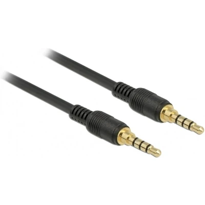 Afbeelding van 3,5mm Jack 4 polig audio/video slim kabel met extra ruimte AWG24 / zwart 1 meter
