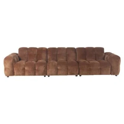 Afbeelding van Dutchbone Hackman 4,5 zitsbank Velours Cognac Bruin