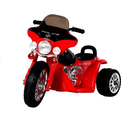 Afbeelding van Elektrische politie chopper trike motor voor kinderen tot 25kg max 1 3 km/h rood kids kindermotor politiemotor