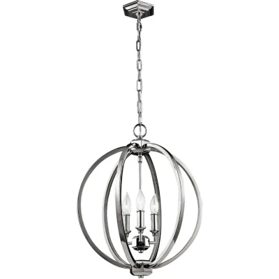 Afbeelding van Feiss LED Pendelarmatuur Corinne 3X E14 Max 60W Dimbaar Polished Nickel, Crystals