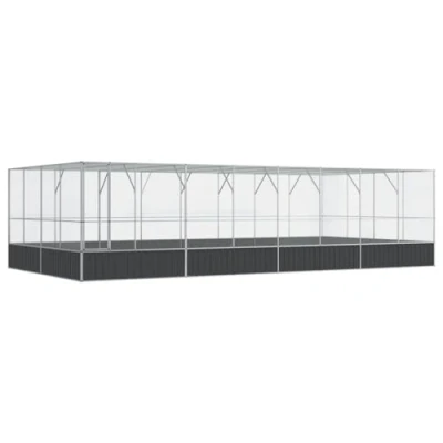 Afbeelding van vidaXL Volière met zilveren verlenging, 832 x 414 212 cm, staal