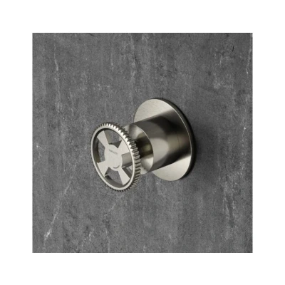 Afbeelding van HotBath Cobber @work losse ronde greep voor inbouw stopkraan warm Geborsteld nikkel CW010HEXTGN Minimalistisch design