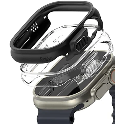 Afbeelding van RINGKE SLIM 2 PACK APPLE WATCH ULTRA 1 / (49 MM) HELDER &amp; MAT ZWART
