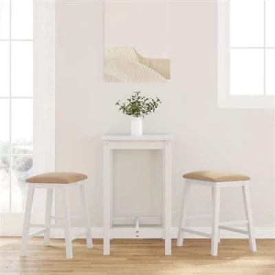 Image de vidaXL Chaises de bar avec coussins 2 pcs blanc bois massif d&#039;hévéa4102583