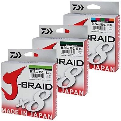 Afbeelding van Daiwa J Braid X8 0.10mm 150m chartr. Gevlochten lijn