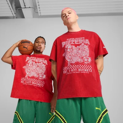 Afbeelding van Puma Hoops TEE Tshirt print, Heren, Maat: Large, For all time red