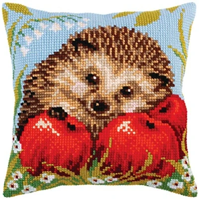 Afbeelding van Voorbedrukt kruissteekkussen Hedgehog with Apples Collection d&#039;Art 5271