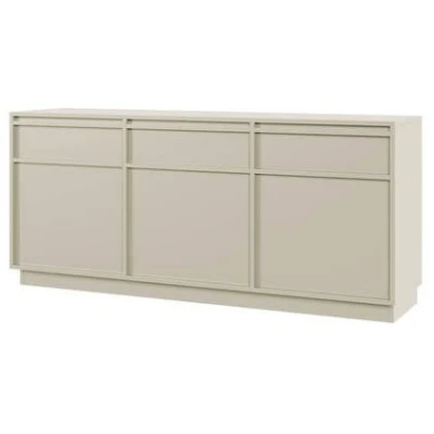 Afbeelding van Selsey Evo Driedelige kast met lades 154 cm Grijsbeige op sokkel