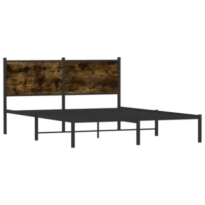 Afbeelding van Bedframe zonder matras metaal gerookt eikenkleurig 137x190 cm