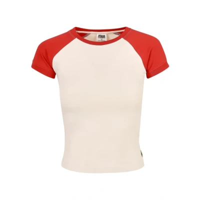 Afbeelding van Urban Classics Stretch Retro Baseball Tshirt print, Dames, Maat: 4XL, Whitesand hugered