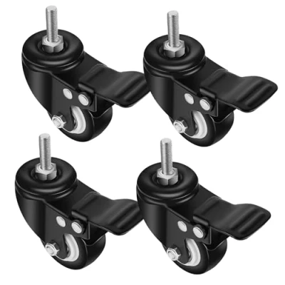 Afbeelding van YAOBLUESEA Set van 4 zwenkwielen, transportwielen, zwenkwielen met rem, draagkracht 150 kg, 50 mm, zwart (8 x 25 mm)