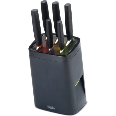 Afbeelding van Joseph Lockblock Messenblok Met Vergrendeling Incl Messen Grijs Set van 6 stuks