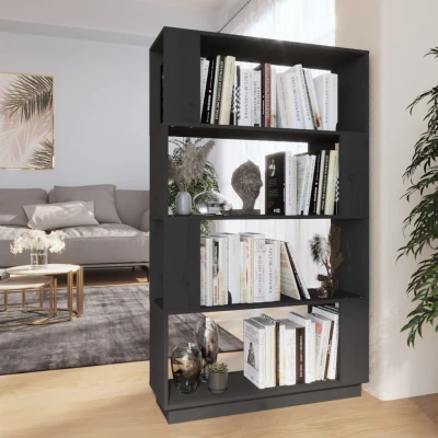 Afbeelding van Boekenkast/kamerscherm 80x25x132 cm massief grenenhout grijs