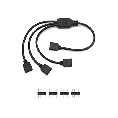 Afbeelding van QWORK® ARGB splitterkabel, 5 V, 3 pinnen, RGB pc kabel, 1 stekker naar stekker, 30 cm, voor CPU koeler en V ventilator