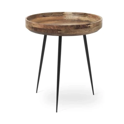 Afbeelding van Mater Bowl table M natural finish steel legs D46cm / H52cm