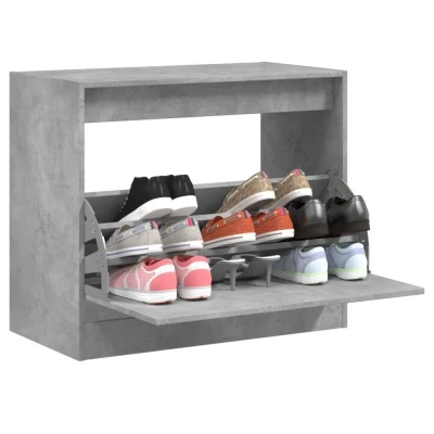 Afbeelding van Schoenenkast 80x42x69 cm bewerkt hout betongrijs