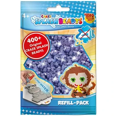Afbeelding van CRAZE SpLASH BEADYS navulkralen om op te plakken, kinderparels, violet, glitter, strijkkralen, strijkvrij 11812