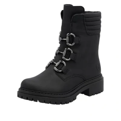 Afbeelding van Rieker 72650 halfhoge laarzen voor dames, zwart.