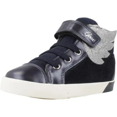 Afbeelding van Geox Kilwi GIRL Sneakers hoog voor kinderen, Maat: 21, Dark navy/silver Leer en textiel