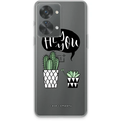 Afbeelding van Case Company® hoesje geschikt voor OnePlus Nord 2T Hey you cactus Soft Cover Telefoonhoesje Bescherming aan alle Kanten en Schermrand