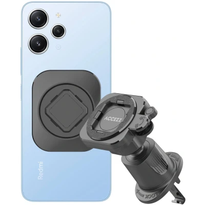 Afbeelding van Accezz EasyLock telefoonhouder auto Ventilatierooster Universeel 360 graden draaibaar Zwart