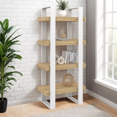 Image de Etagère 4 niveaux PHOENIX bois et blanc