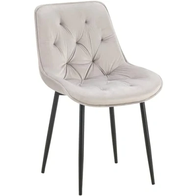 Afbeelding van CLP Wallace Eetkamerstoel Zonder armleuning Metalen frame Vloerbeschermers Velvet Fluweel grijs