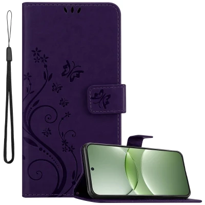 Afbeelding van Cadorabo Hoesje geschikt voor Huawei Nova 13 in BLOEMEN DONKER PAARS Beschermhoes bloemmotief met magnetische sluiting, standfunctie en kaartsleuven Book Case Cover Etui