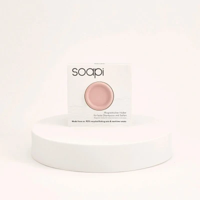 Afbeelding van Magnetische Zeephouder Peach Perzik Roze met Magneet Soapi Zeephoudermuur zonder boren voor zeepbar Zeep aan de muur Duurzaam en Stijlvol Design Gemaakt van 90% gerecyclede visnetten