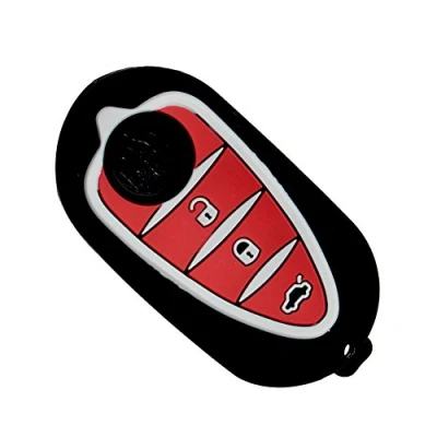 Afbeelding van Happyit Siliconen intelligente auto sleutelhoes voor Alfa Myth 159 GTO Mythe Giulietta Romeo 4C GTA m38 3 knoppen afstandsbediening (zwart)