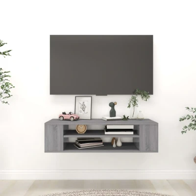 Afbeelding van Tv hangmeubel 100x30x26,5 cm bewerkt hout grijs sonoma eiken