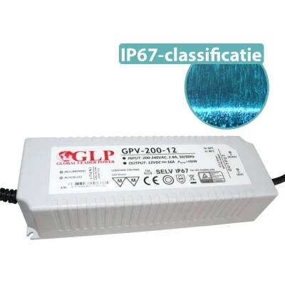 Afbeelding van GLP LED voeding 150 watt 12 volt 12,5 Ampère IP67 waterdicht GPV 12N