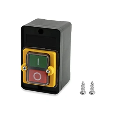 Afbeelding van QWORK® Drukknopschakelaar AC 220 V/380 V 10 A Nvr Aan/UIT schakelaar Drukknoppen met behuizing voor mechanische apparatuur