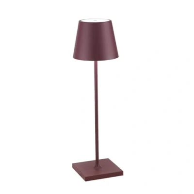 Afbeelding van Zafferano, Poldina Pro Tafellamp, oplaadbaar, draadloos, met touch bediening, ook als buitenlamp, dimmer 2200 3000 K, hoogte 38 cm, kleur bordeaux