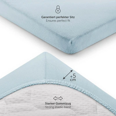 Afbeelding van Laleni Jersey Baby/Kind Hoeslaken Actief Ademend Oeko Tex Certificeerd Babybed, Wieg, Kinderbed 100 x 115 10cm, lichtblauw, zeshoek