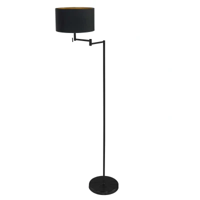 Afbeelding van Mexlite Vloerlamp Bella Zwart Linnen Zwart/Goud