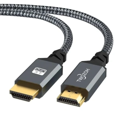 Afbeelding van Twozoh 4K HDMI kabel 10M/30FT, high speed 60HZ 18Gbps Gevlochten naar 2.0 compatibel met PS5, PS3, PS4, PC, Projector, UHD TV/HDTV, Xbox