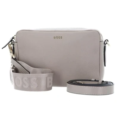 Afbeelding van BOSS Leren Schoudertas Alyce Crossbody BM Taupe
