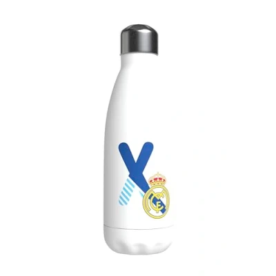 Afbeelding van CYPBRANDS Personaliseerbare fles van staal, wit, 550 ml, Real Madrid, uniseks, kinderen, zilver, letter X