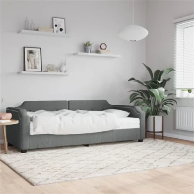 Afbeelding van vidaXL Slaapbank met matras 90x200 cm stof donkergrijs