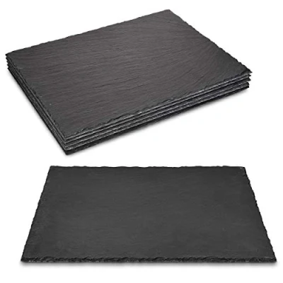 Afbeelding van Navaris serveerplaten van natuurlijk leisteen 38 x 28 cm Anti kraslaag Voor extra bescherming kaasplanken, vleesplanken of tapas 6 stuks