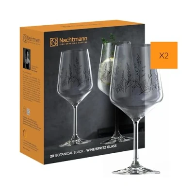 Afbeelding van Nachtmann Tattoo wijn/sprankglas Botanical Black, set van 2, wijnglas, longdrinkglas, kristalglas, 630 ml, 105723