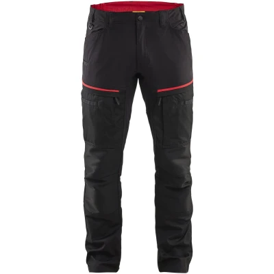 Afbeelding van Blaklader Service werkbroek met stretch 1456 1845 Mannen Zwart/Rood 48