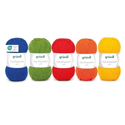 Afbeelding van Gründl Lisa Premium Uni garen voor breien en haken, 100% Polaycryl, 50 g / 133 m, 5 bollen van g, breiset, haakset, basic mix